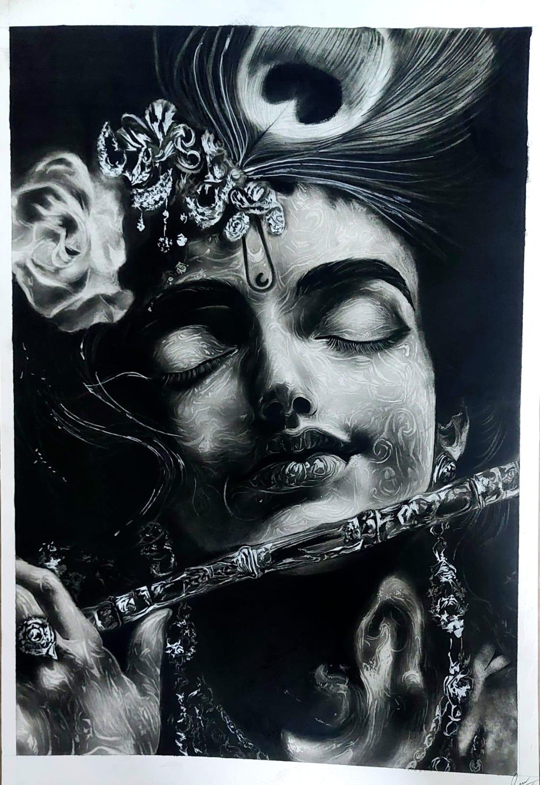 Charcoal - Bhagwan Krishna