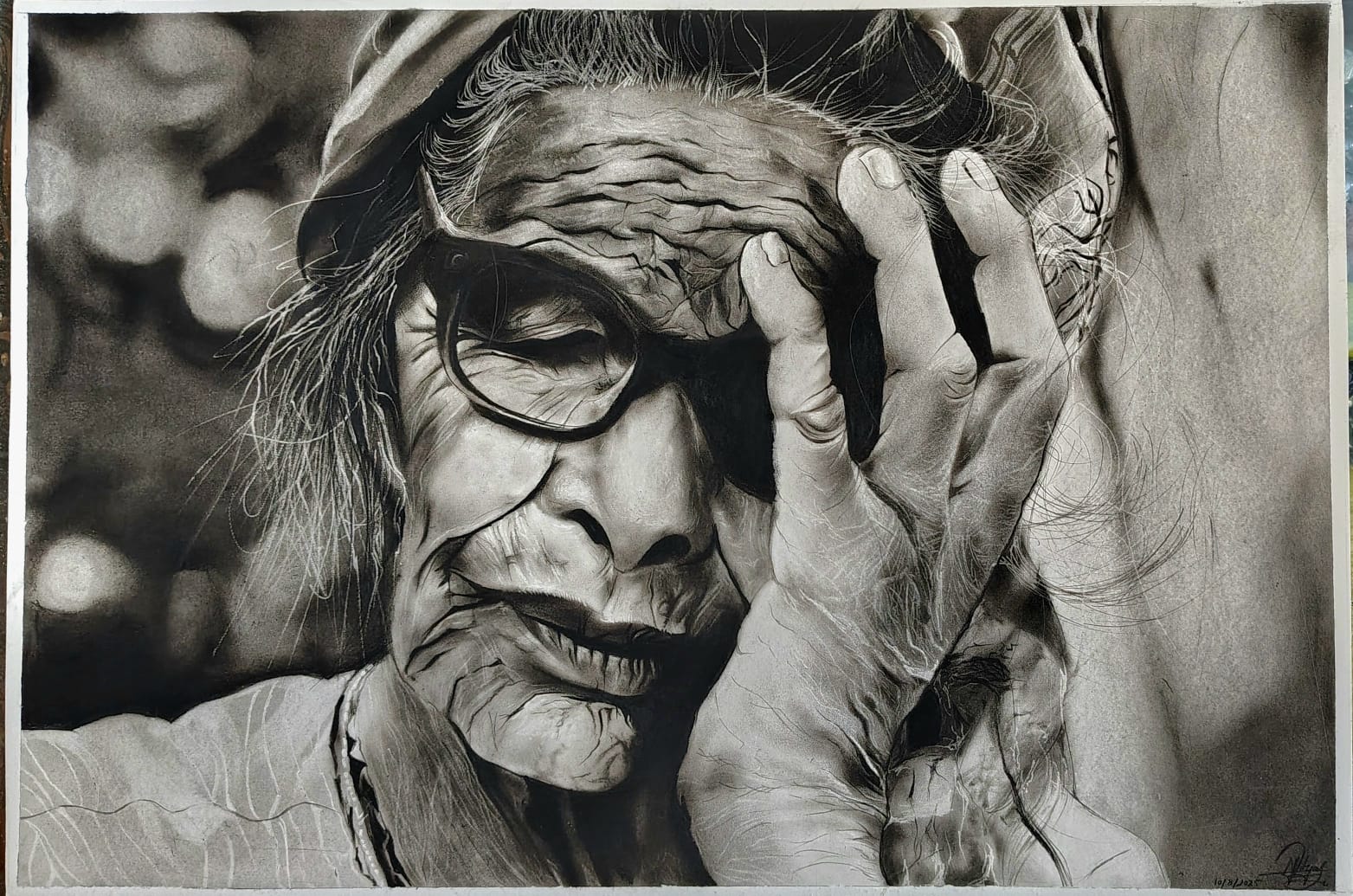 Charcoal - Old Indian Lady