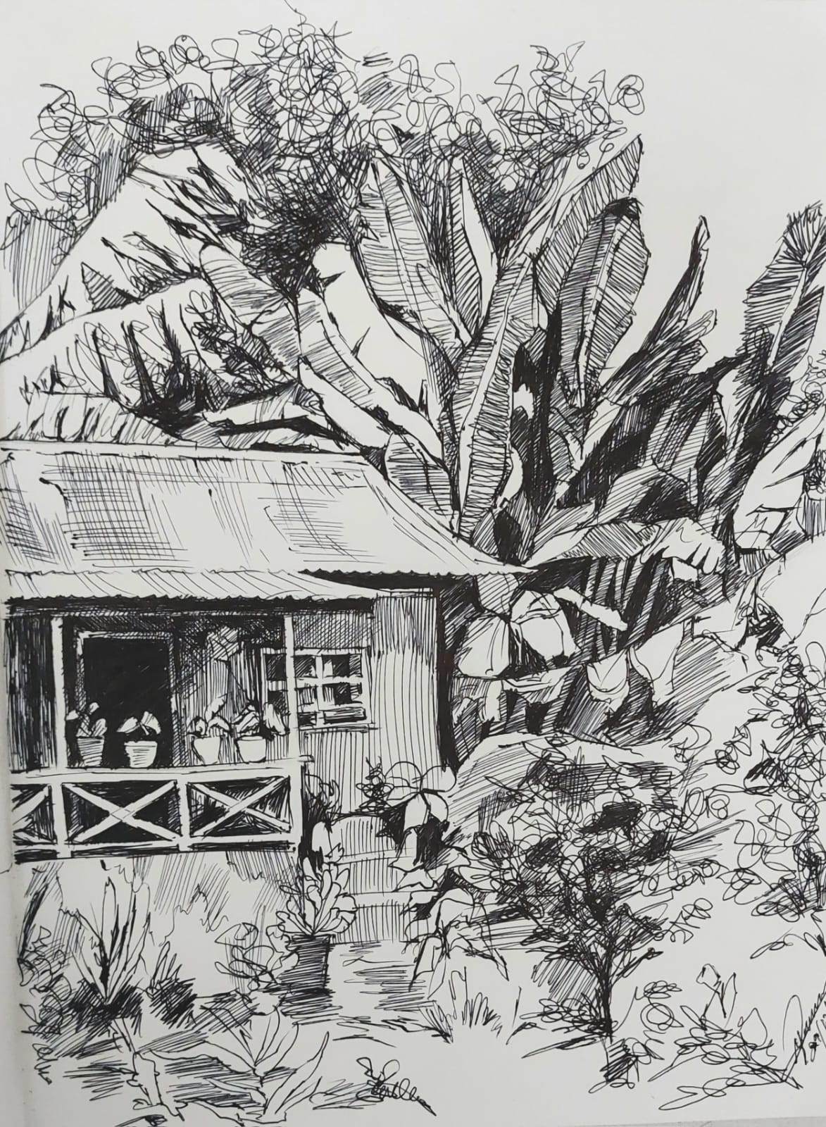 Pen Sketch - Mizoram House