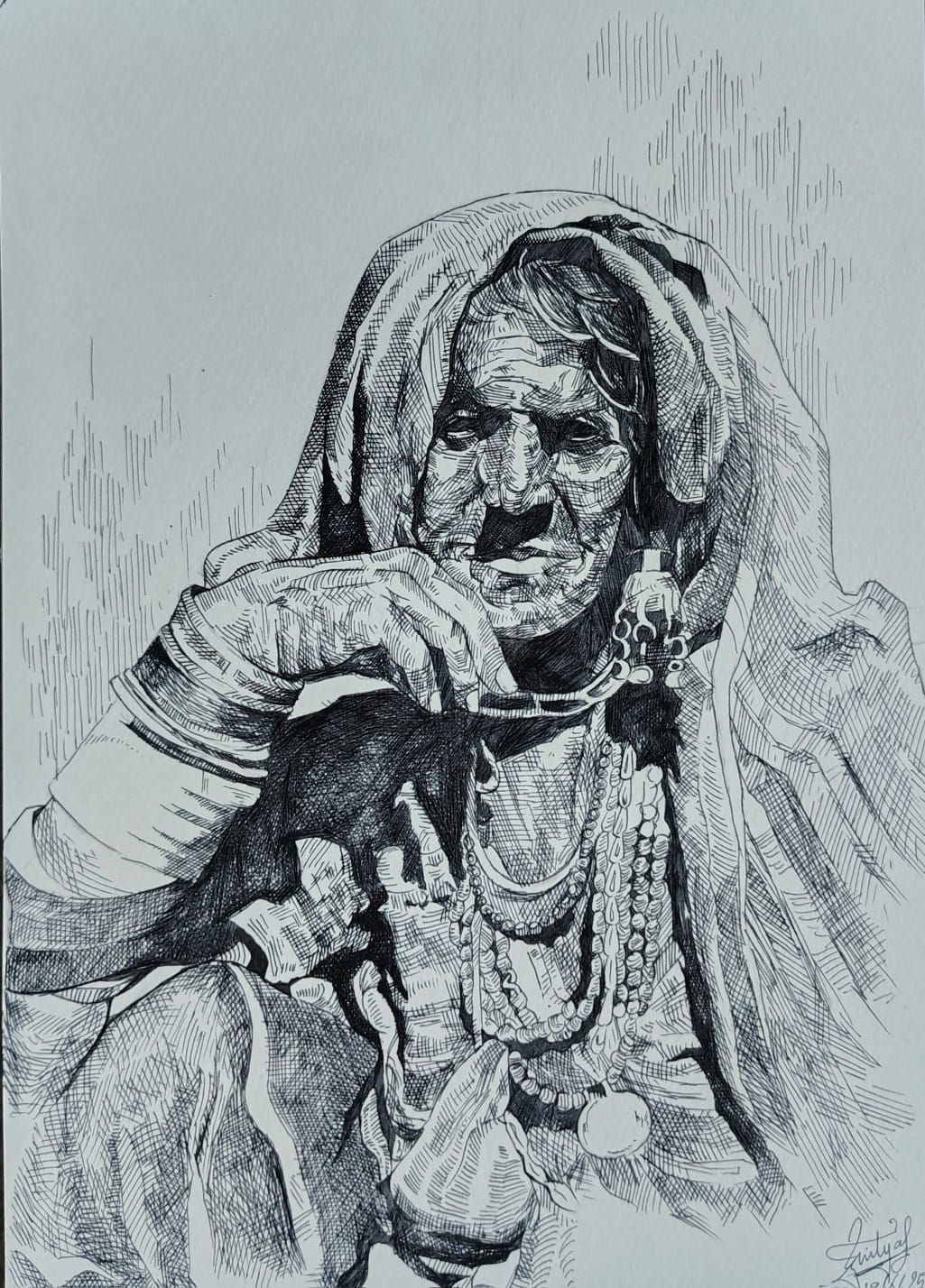 Hatching with Pen - Old Lady