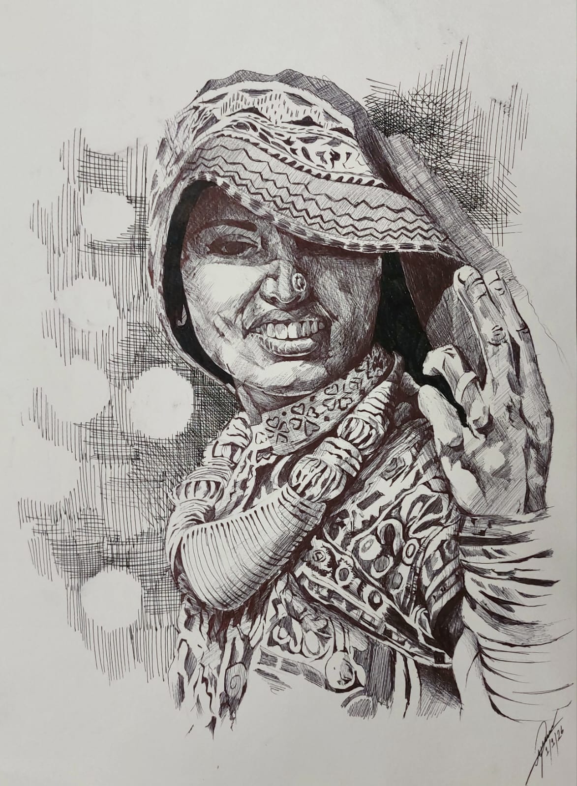 Pen Sketch - Tribal Girl